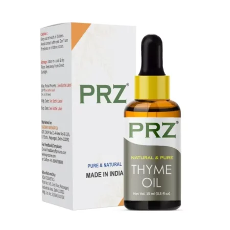 PRZ Thyme Essential Oil - Pure Natural & Therapeutic Grade Oil for Aromatherapy, Skin Care & Hair Care, 15 ml