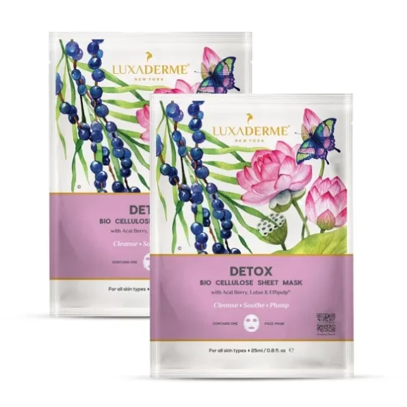 LuxaDerme Detox Bio Cellulose Sheet Mask | Detoxifies & Firms Skin | Anti-Pollution | All skin types | 100% Fermented Coconut Jelly (Pack of 1), Herbkart8t7717v-chKb20L.webp, Herbkart8t7717v chKb20L