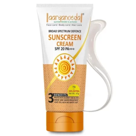Aryanveda Sunscreen Spf 20 PA+ UV Protection for Women & Men with All Day Hydration | Dry, Normal Skin - 67 Gm