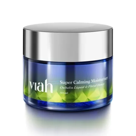 Viah Super Calming Moisturiser for Acne, Breakouts, Oiliness | Boosts Glow, Soothes Irritated Skin, Repairs, Regulates Sebum, Hydrates & Protects with Lime Caviar, Oubaku Liquid, Rose Myrtle - 50 ml