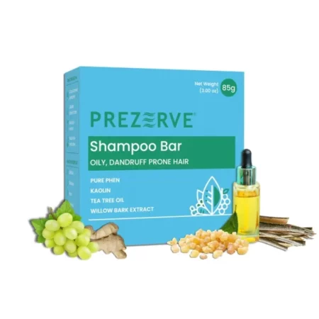 Prezerve Anti-Dandruff Shampoo Bar | 85g | For Oily & Itchy Scalp | Sulphate Free | Men & Women | Vegan and safe for colour treated hair | Chemical & Soap Free