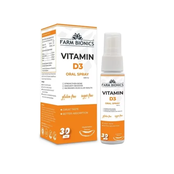 FARM BIONICS Vitamin D3 400 Iu Spray Supplement, 30Ml (Muskmelon), Herbkart8t771IgCYD5auL.webp, Herbkart8t771IgCYD5auL