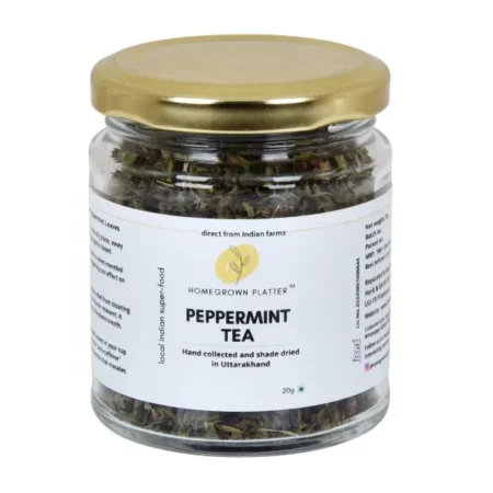 Homegrown Platter Dried Peppermint Leaves [refreshing flavor] for Herbal Tea from Uttarakhand, 20 grams