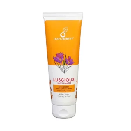 Leafoberryy Luscious Face Cleanser with Kashmiri Saffron and Wild Turmeric | Glow Booster | Daily Glow Face Wash | Skin Brightener | Deep Cleanser | Refreshing | Organic Face Wash |