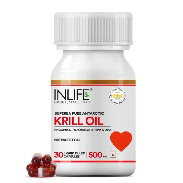 Inlife Krill Oil Superba Phospholipid Omega 3 with Astaxanthin 500 mg - 30 Capsules available on Herbkart