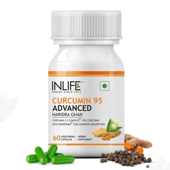 INLIFE Curcumin C3 Complex (95% Curcuminoids) 500 mg Turmeric with BioPerine (Piperine) Extract Supplement 5 mg - 60 Capsules available on Herbkart