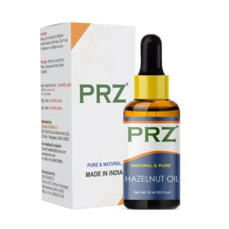 PRZ Hazelnut Cold Pressed Carrier Oil - Pure Natural & Therapeutic Grade Oil for Aromatherapy Body Massage, Skin Care & Hair Care, 15 ml