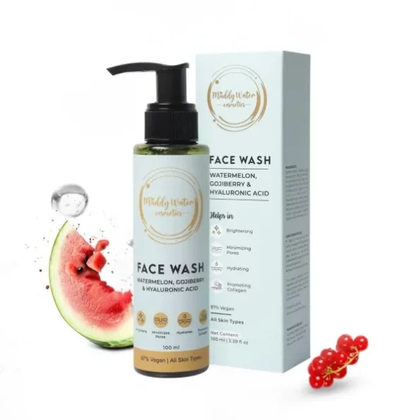 Muddy Water Hyaluronic Acid Face Wash - 100ml | Hydrating Cleanser with Watermelon & Goji Berry for Men & Women | Reduces Inflammation & Redness | Gentle, Sulphate-Free, Suitable for All Skin Types, Herbkart8t761rAT20viK-L.webp, Herbkart8t761rAT20viK L