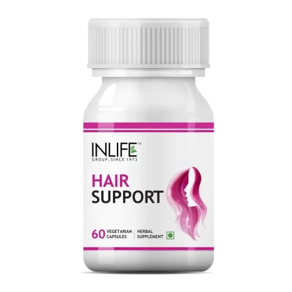 INLIFE Hair Support Supplement, Bhringraj, Brahmi, Ashwagandha 500 mg - 60 Vegetarian Capsules available on Herbkart