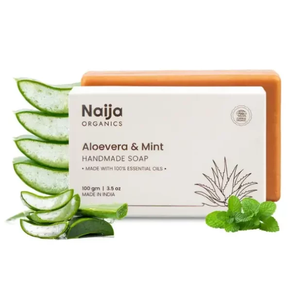 Naija Organics Refreshing Aloe Vera & Mint Bath Soap | ECOCERT Certified | Deep Cleansing & Moisturizing for Men & Women | 100g, 423721-1.webp, 423721 1