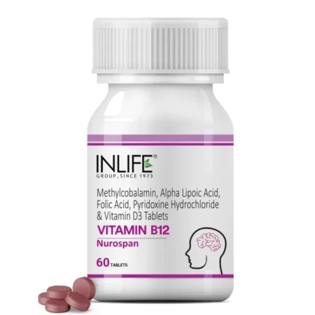 INLIFE Vitamin B12 (Methylcobalamin) 1500mcg Supplement with ALA, Folic Acid, Vitamin D3 | Nerve and Brain Health for Men & Women - 60 Tablets(Pack Of 1, 60)