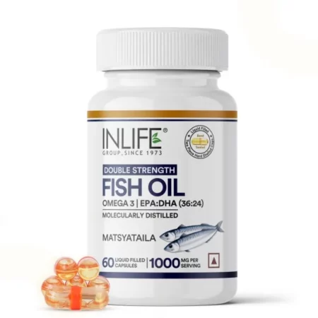 Inlife Fish Oil Omega 3 Fatty Acids with Epa 360 Mg Dha 240 Mg Supplement 1000 Mg (Per Serving) - 60 Liquid Capsules