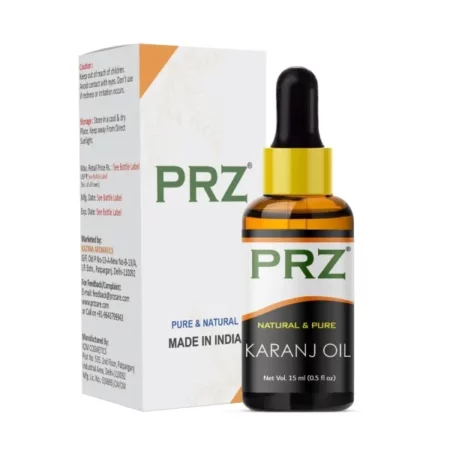 PRZ Karanj Seed Cold Pressed Carrier Oil - Pure Natural Therapeutic Grade Oil for Skin Care & Hair Care, 15 ml