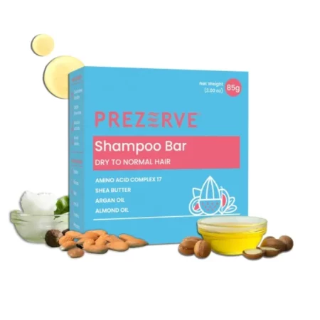 Prezerve Vegan & Sulphate Free Shampoo Bar for Dry & Frizzy Hair | 85g | Improves Growth | Restores Shine | Safe for color treated hair | Unisex | Paraben, Chemical & Soap Free