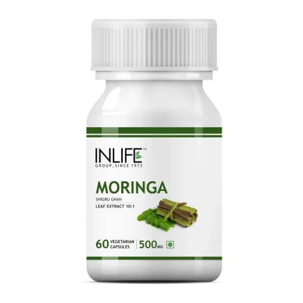 INLIFE Moringa Capsules 500mg | Leaf Extract (10:1) Powder Supplement | Water Distillation Extraction | Quick Absorption than Tablet - 60 Vegetarian Capsules (Pack of 1, 60), Herbkart8t781hld1s18zL.webp, Herbkart8t781hld1s18zL