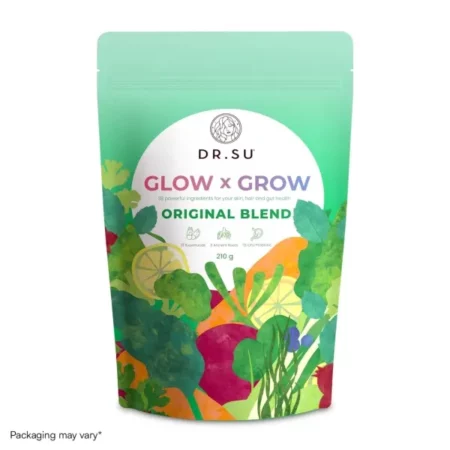 Dr. Su 6-in-1 Supplement Powder for Clear Skin, Stronger Hair, Healthy Gut, For Men & Women, With Vitamin Mineral Antioxidants, Probiotics, Fiber, Lemon Mint Flavour, Sugar Free, No Preservative