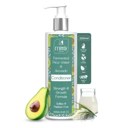 Mittiy Made Fermented Rice Water Conditioner for Hair with Avocado, Natural Hair Conditioner for Dry & Frizzy Hair with Rice Water Extract, Nourishing Conditioner with Strength & Growth Formula 250 ML