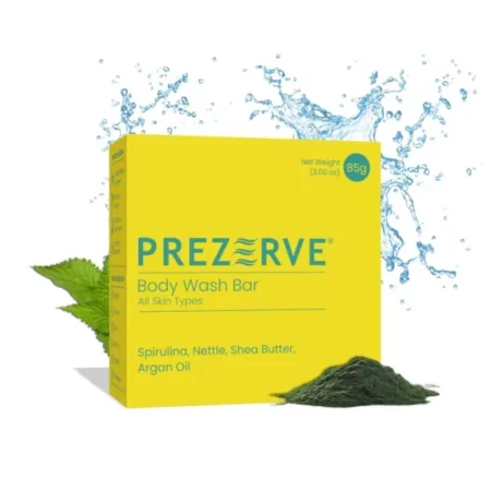 Prezerve - Body Wash Bar with Plant Extracts for All Skin Types | 85g | Spirulina | Nettle | Shea Butter | Argan Oil | Sulphate and Paraben Free | Natural Body Wash | Soap Free | Unisex