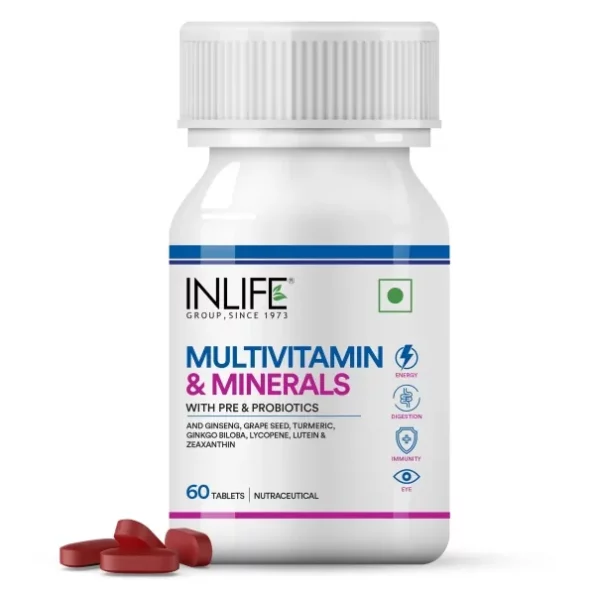 INLIFE Multivitamin Tablets with Ginseng & Prebiotic Probiotic - 60 Tablets available on Herbkart