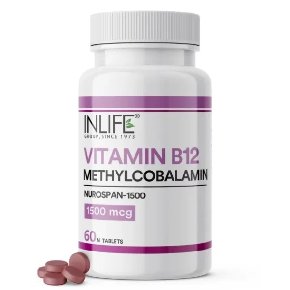 INLIFE Vitamin B12 1500mcg Methylcobalamin Supplement - 60 Tablets available on Herbkart