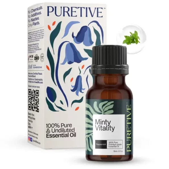 Puretive Botanics Peppermint Essential Oil | Refreshing Aroma for Aromatherapy, Cold Relief Headache Relief, and Digestive Support | 100% Pure, Undiluted Therapeutic Grade | 15ml, Herbkart8t781IGGEM4wiL.webp, Herbkart8t781IGGEM4wiL