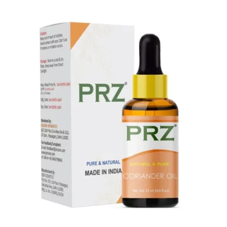 PRZ Coriander Essential Oil - Pure Natural Aromatherapy & Therapeutic Grade Oil for Skin Care & Hair Care, 15 ml