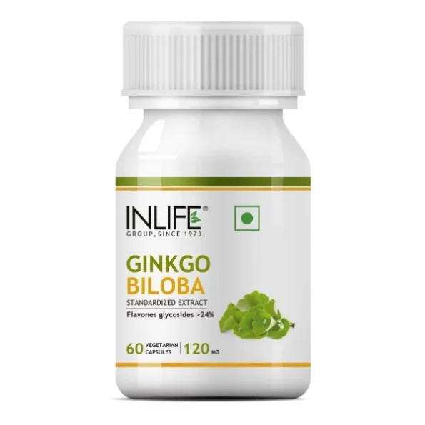 INLIFE Ginkgo Biloba Extract Capsules 120mg - 60 Vegetarian Capsules available on Herbkart