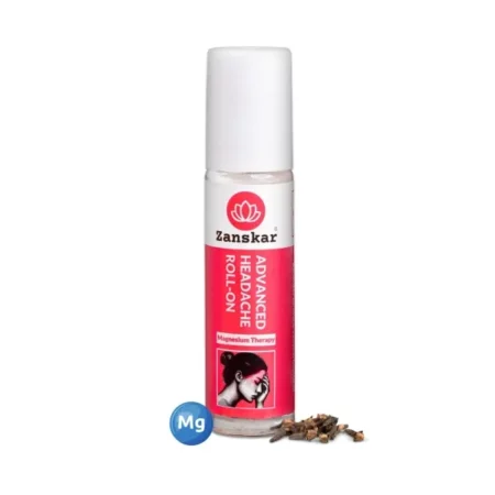 Zanskar Advanced Headache Roll-on | Deep Calming and Natural Relief from Stress Headaches, Migraines, Eye Strain, Sinus & Cold | Proprietary Magnesium & Lavender Formula with Metal Rollerball | 10 ml