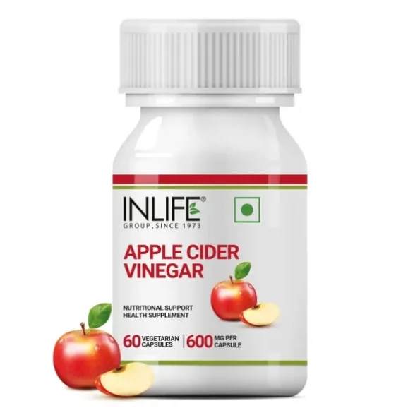 INLIFE Apple Cider Vinegar Supplement, 600mg - 60 Vegetarian Capsules available on Herbkart