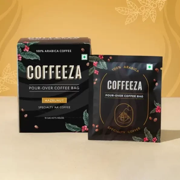 COFFEEZA Hazelnut Flavoured, Single-Serve, Easy Pour-Over Coffee Drip Bags, Pack Of 10 Sachets (10 Servings), Herbkart8t7614tq6SKswL.webp, Herbkart8t7614tq6SKswL