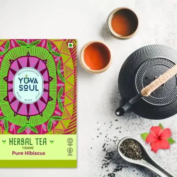 YUVA SOUL Hibiscus Tea, Hibiscus Flower Herbal Tea - 75 Grams available on Herbkart