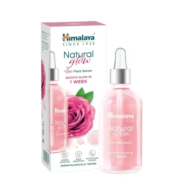 Himalaya Natural Glow Rose Face Serum, 5% Pure Rose Extract & Naturally Derived Hyaluronic Acid 30 ml available on Herbkart