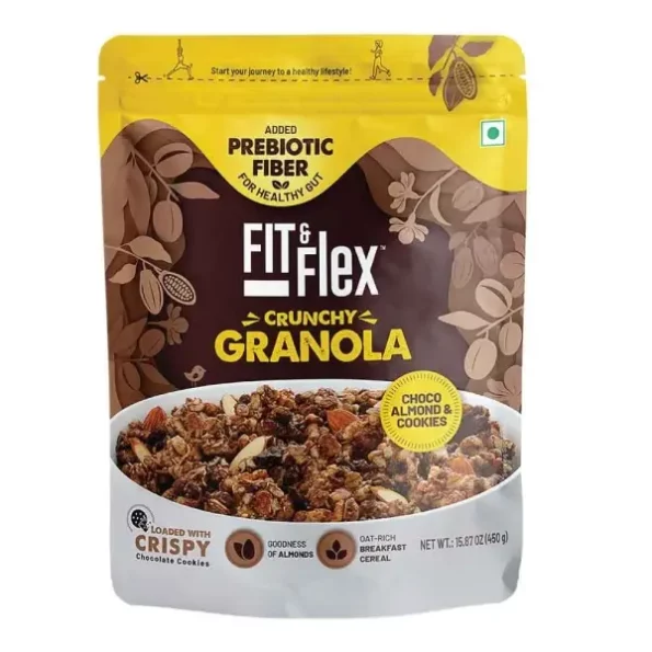 Fit & Flex Baked Granola, Chocolate Cookies & Almond - 450 GM, Herbkart8t761itifHXsUL.webp, Herbkart8t761itifHXsUL