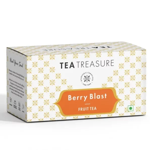 Tea Treasure A Blend of Berries Blast Fruit Pyramid Tea Bags with Natural Herbs, Blueberry, 25 Count available on Herbkart