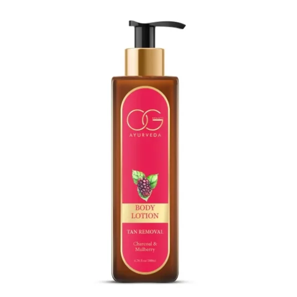 OG BEAUTY AYURVEDA Tan Removal Charcoal & Mulberry Body Lotion 200 Ml - for a Radiant Glow, Detox Skin - Exfoliation, Oil Control, Ayurvedic Herbs, Paraben-Free - pH Balanced for Men & Women, Herbkart8t761MYGIrHHKL.webp, Herbkart8t761MYGIrHHKL