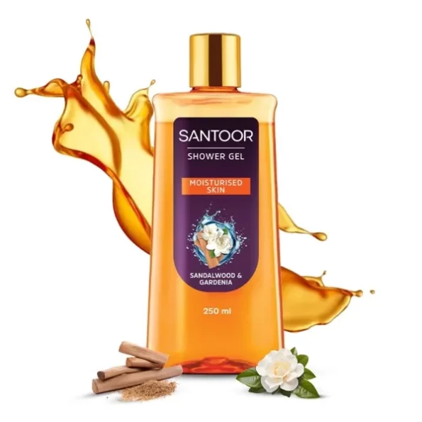 Santoor Moisturizing Shower Gel With Natural Sandalwood & Gardenia Extracts 250ml available on Herbkart