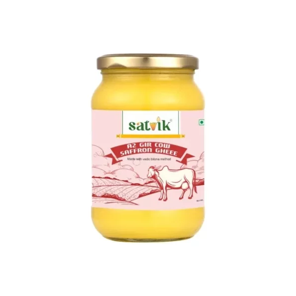 Satvik Pure Ghee A2 Gir Saffron Cow Ghee 500gm available on Herbkart