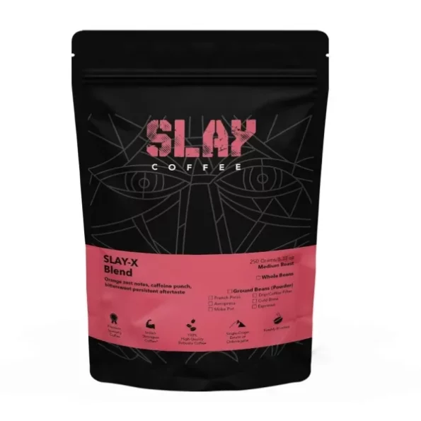 SLAY X Premium Robusta Ground Coffee Powder, Medium to Dark Roast 250g available on Herbkart