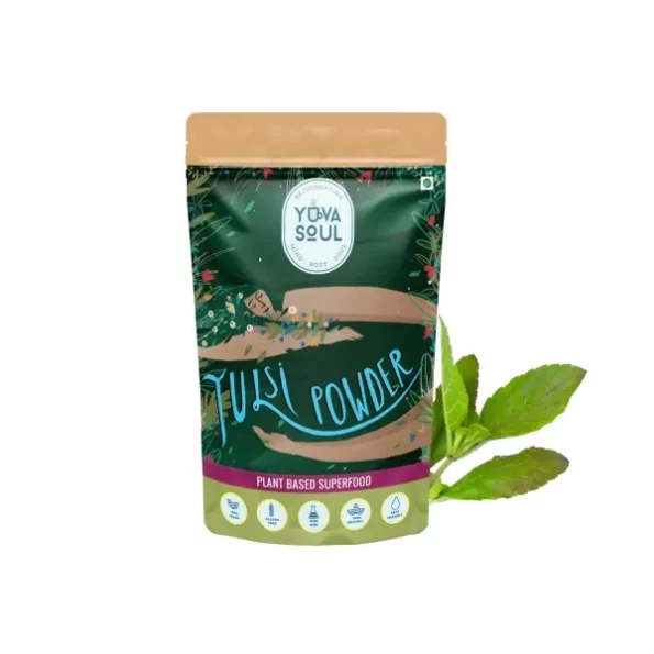 YUVA SOUL Natural Tulsi Leaf Powder, Holy Basil Powder - 60 Grams available on Herbkart