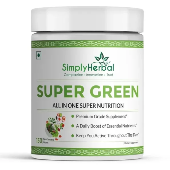 Simply Herbal Super Green & Herbs Mix Supplement Powder, 150 GM available on Herbkart