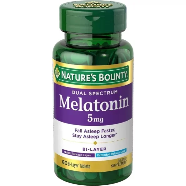 Natures Bounty Dual Spectrum Bi-Layer Melatonin 5 mg Tablets - 60 Count available on Herbkart