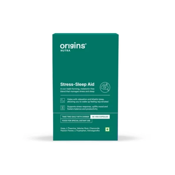 Origins Nutra Stress-Sleep Aid Capsules| Melatonin Free| Non-Habit forming| Calmer mind & Restfull sleep| GMP Certified |Non-GMO |For Men & Women| 56 Capsules (Pack of 1), Herbkart8t761uzXKV9aRL.webp, Herbkart8t761uzXKV9aRL