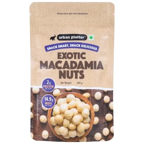 Urban Platter Bold and Exotic Macadamia Nuts, 250g available on Herbkart