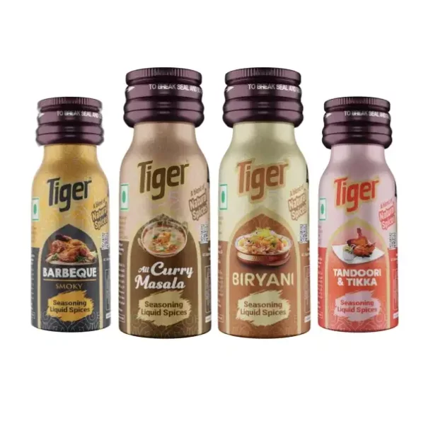 Tiger All Curry Masala, Tiger Biryani, Tiger Barbeque Smoky, Tandoori Tikka Essence Seasoning Liquid Spices - 18 * 4-72 ML available on Herbkart