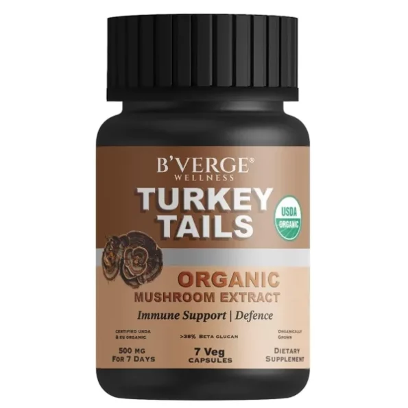 BVERGE Turkey Tails mushroom Capsules 500mg (7 Capsules) available on Herbkart