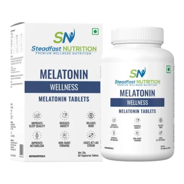 Steadfast Nutrition Melatonin Supplement 5mg for Deep Sleep 60 Tablets available on Herbkart