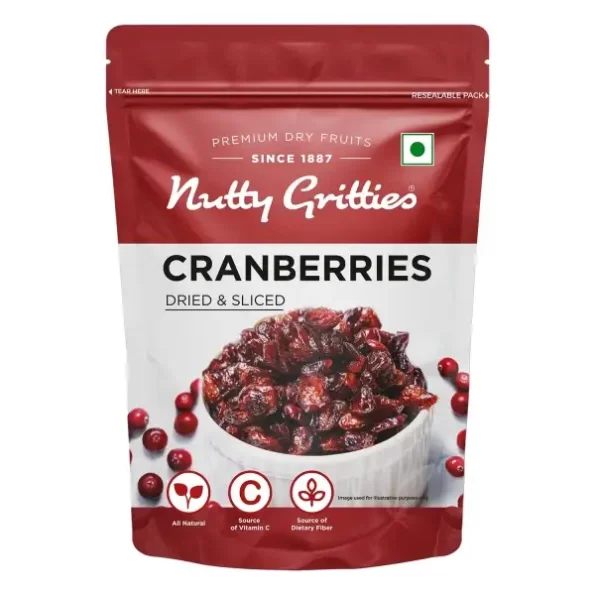 Nutty Gritties Dried US Cranberries 200g available on Herbkart