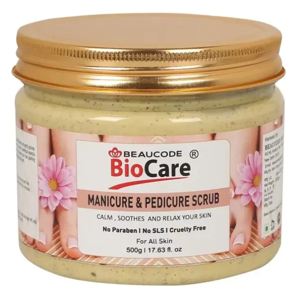 Beaucode BioCare Skin Glow Manicure & Pedicure Scrub 500gm available on Herbkart