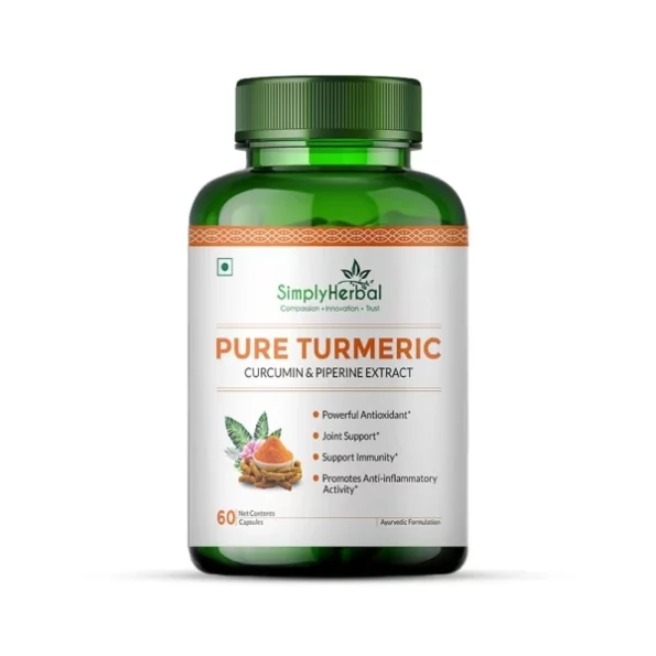 Simply Herbal 800 MG Turmeric Curcumin & Piperine Extract Capsules available on Herbkart