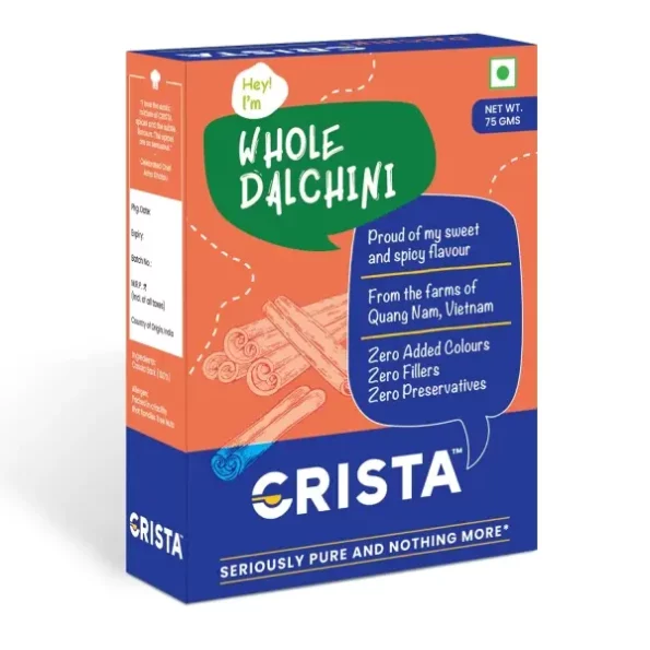 CRISTA Whole Dalchini Tubes 75 gms available on Herbkart